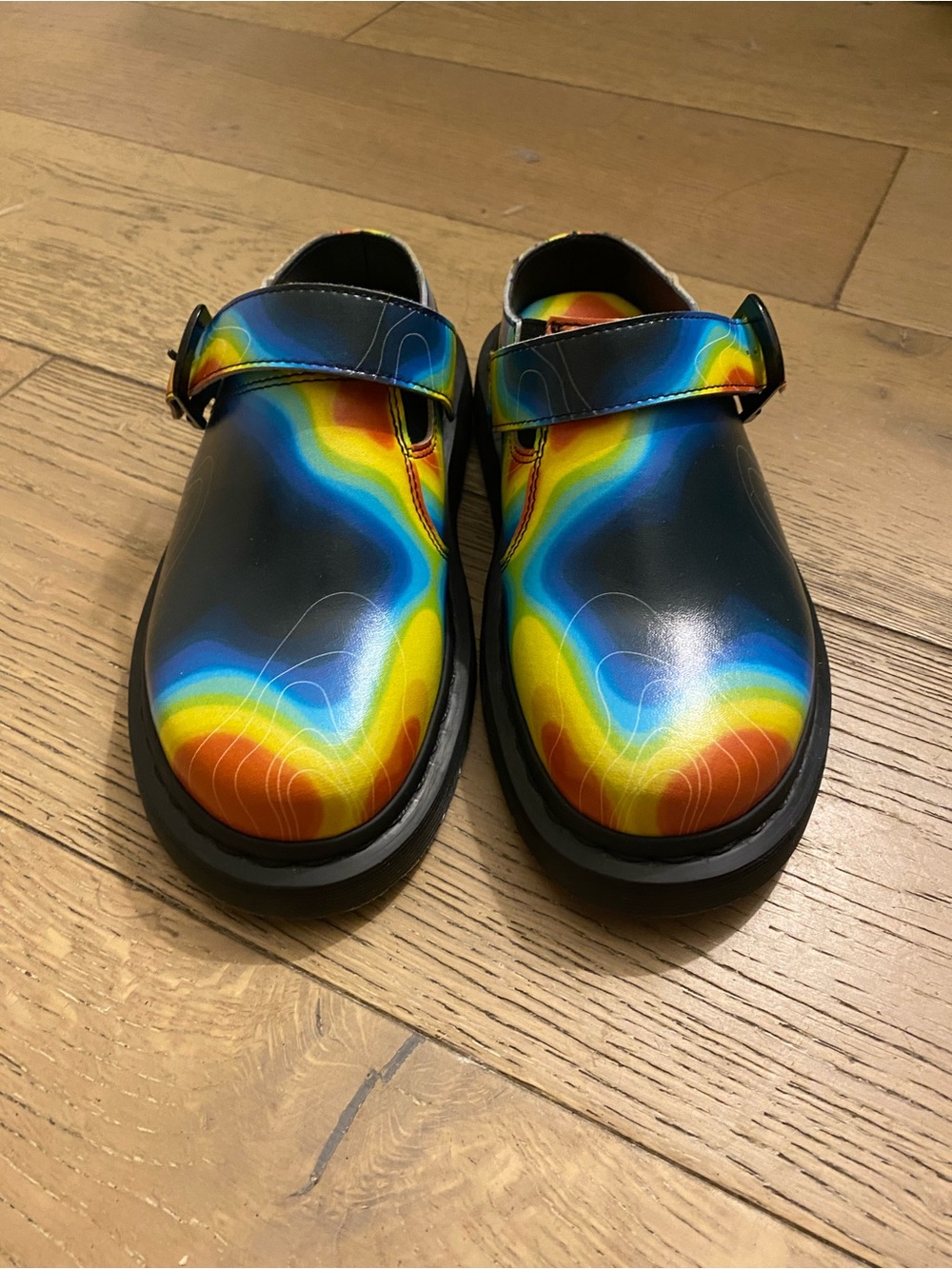 NEW Dr. Martens Isham Mule Clog Women's 6 multicolored adjustable strap buckle